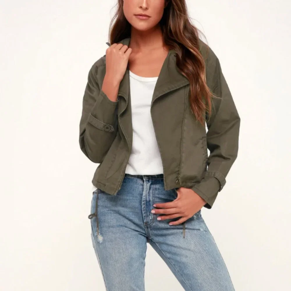 Lulus Loaded Olive Green Moto Jacket - Picture 3 of 5